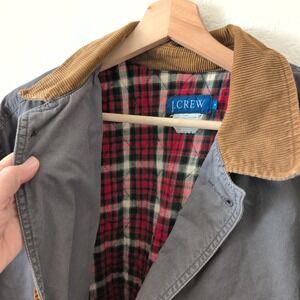 Vintage J.Crew Mens Gray Flannel Lined‎ Thinsulate Barn Jacket Field Coat Small
